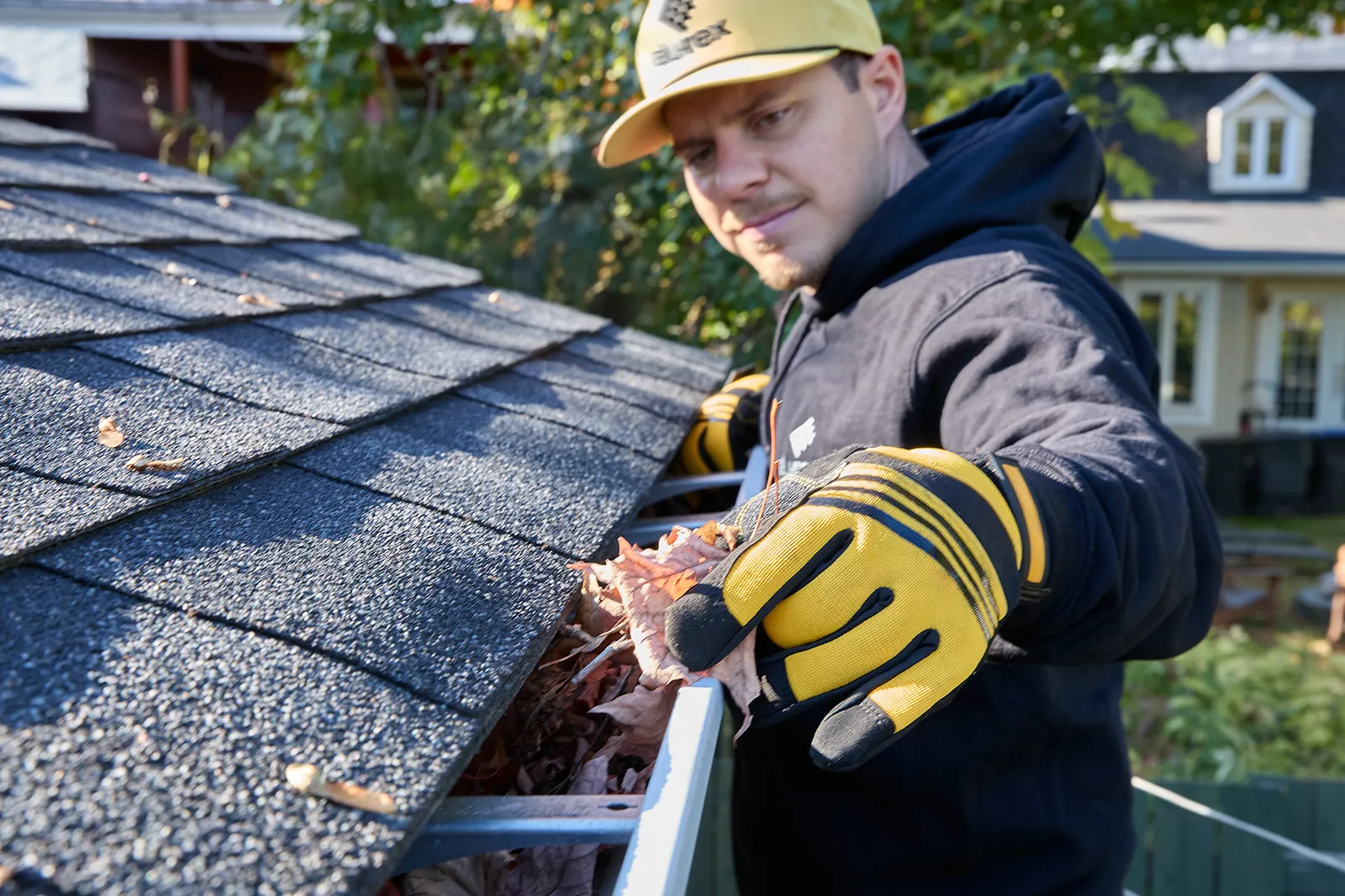Gutter replacement on a brick facade — Berrys Eavestrough, south-central Ontario BC